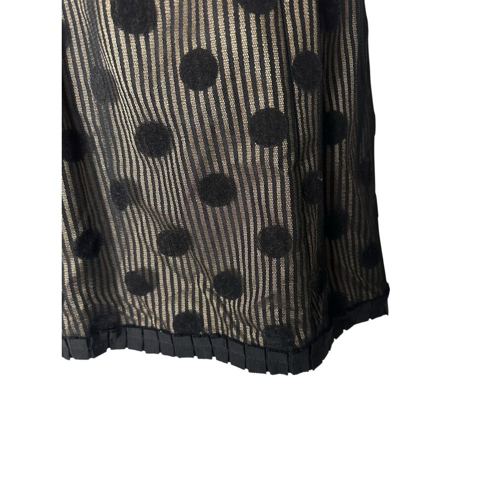 VTG Nanette Lepore Silk Polka Dot Dress Size 2 Black Sheer Stripe Cocktail Party - Picture 6 of 15